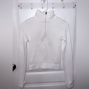 White half zip up athletic fit wear/casual top